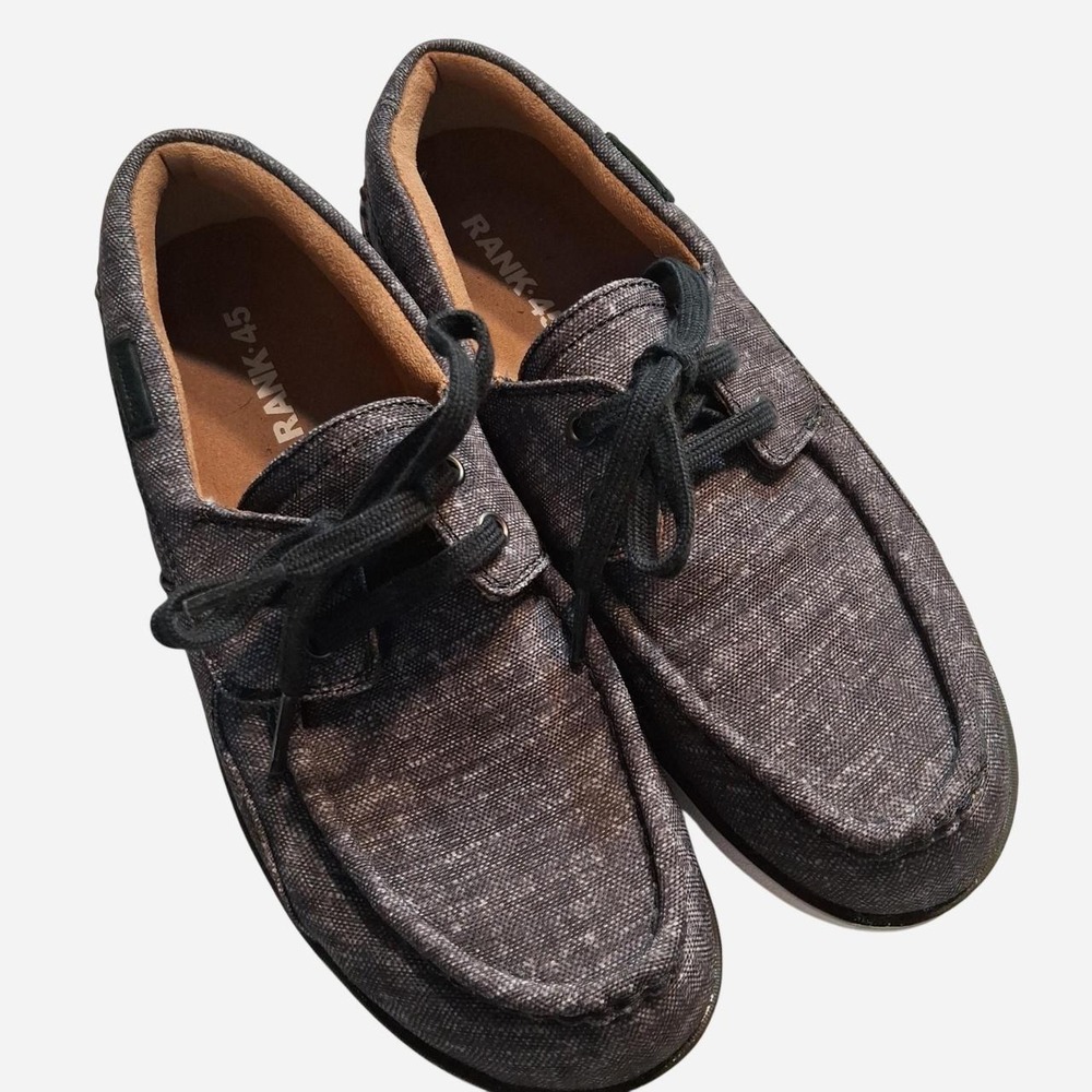 Mens Rank 45 gray cloth loafers comfortable casual outdoors
